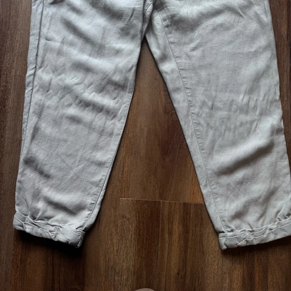 Wilfred Aritzia Linen Pants Sz: 2 Grey Drawstring Tapered Ankle Cropped Coastal - Picture 10 of 11